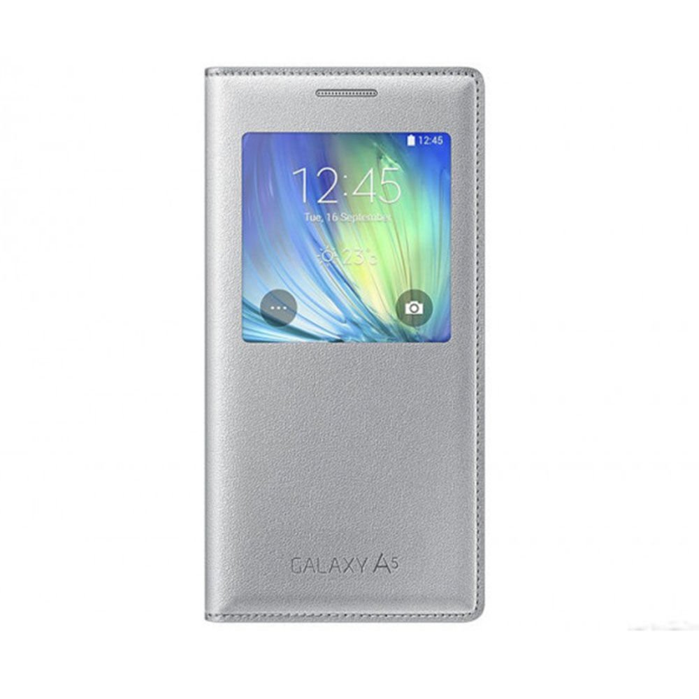 Galaxy A5 2015 ile Uyumlu Kılıf S View Cover Gümüş (Out)