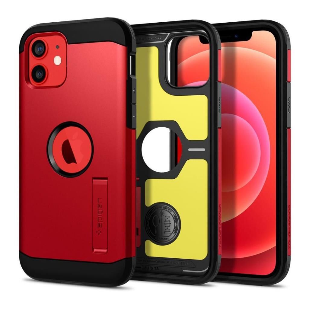 Spigen iPhone 12 / iPhone 12 Pro ile Uyumlu Kılıf Tough Armor Red