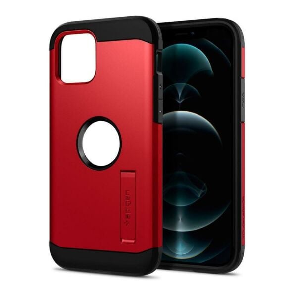 Spigen iPhone 12 / iPhone 12 Pro ile Uyumlu Kılıf Tough Armor Red