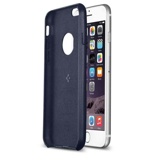 Spigen iPhone 6/6s ile Uyumlu Kılıf Gerçek Deri Fit Tasarım Black