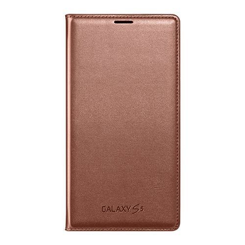 Galaxy S5 G900 ile Uyumlu Flip Wallet Kartlıklı Kılıf EF-WG900BFEGWW Altın