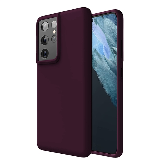 Buff Galaxy S21 Ultra ile Uyumlu Rubber S Kılıf Plum