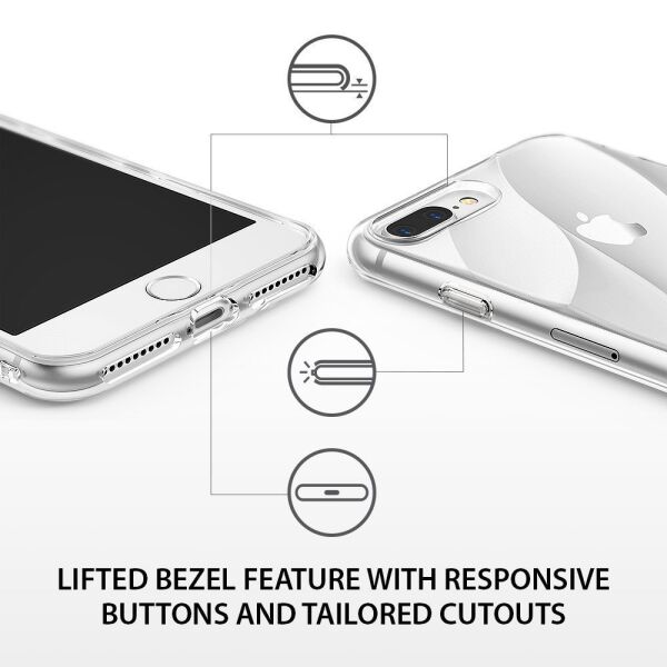 Ringke Flow iPhone 7/8 Plus ile Uyumlu KIlıf Crystal Clear 3D Dalga Efekti Hafif Esnek Şeffaf Transparan