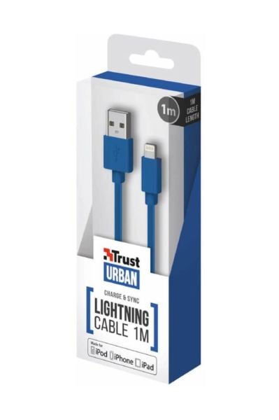 Trust 20128 Flat Lightning Kablo 1m Mavi