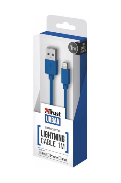 Trust 20128 Flat Lightning Kablo 1m Mavi
