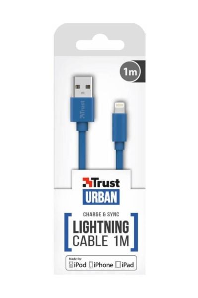 Trust 20128 Flat Lightning Kablo 1m Mavi