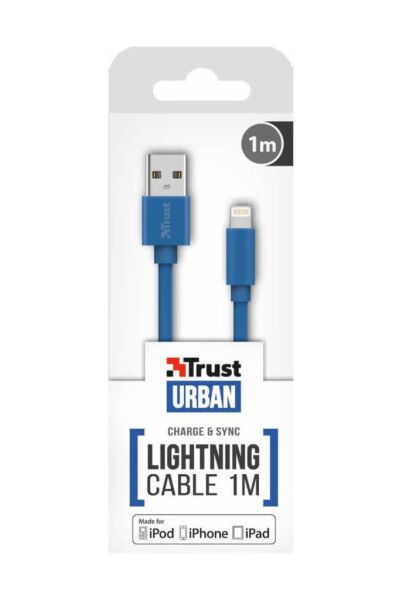 Trust 20128 Flat Lightning Kablo 1m Mavi