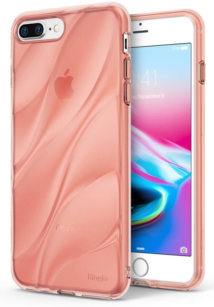 Ringke Flow iPhone 7/8 Plus ile Uyumlu KIlıf Rose Gold 3D Dalga Efekti Hafif Esnek Renkli Transparan