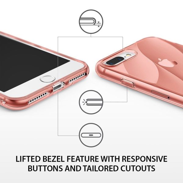 Ringke Flow iPhone 7/8 Plus ile Uyumlu KIlıf Rose Gold 3D Dalga Efekti Hafif Esnek Renkli Transparan