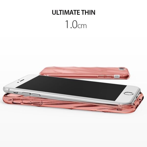 Ringke Flow iPhone 7/8 Plus ile Uyumlu KIlıf Rose Gold 3D Dalga Efekti Hafif Esnek Renkli Transparan