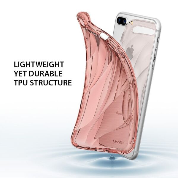 Ringke Flow iPhone 7/8 Plus ile Uyumlu KIlıf Rose Gold 3D Dalga Efekti Hafif Esnek Renkli Transparan