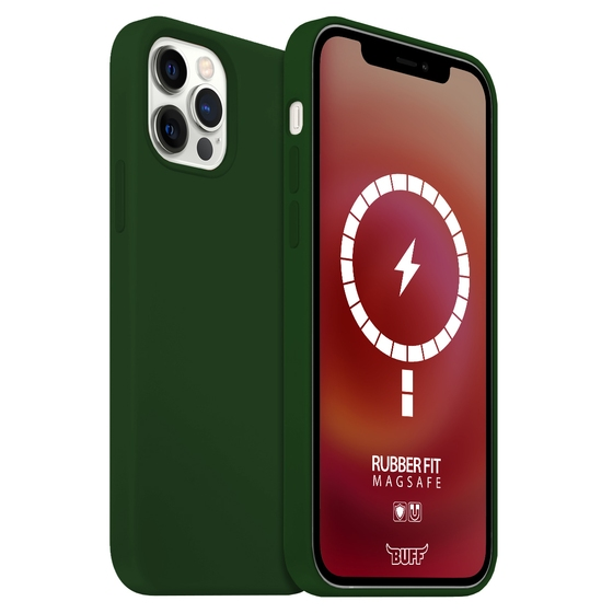 Buff iPhone 12/12 Pro MagSafe ile Uyumlu Rubber Fit Kılıf Dark Green