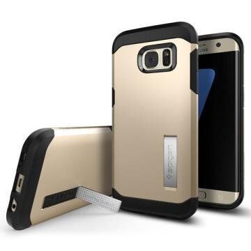 Spigen Galaxy S7 Edge ile Uyumlu Kılıf Tough Armor Champagne Gold