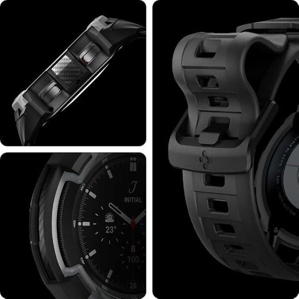 Spigen Galaxy Watch 4 Classic (42mm) ile Uyumlu Kılıf Rugged Armor Charcoal Gray