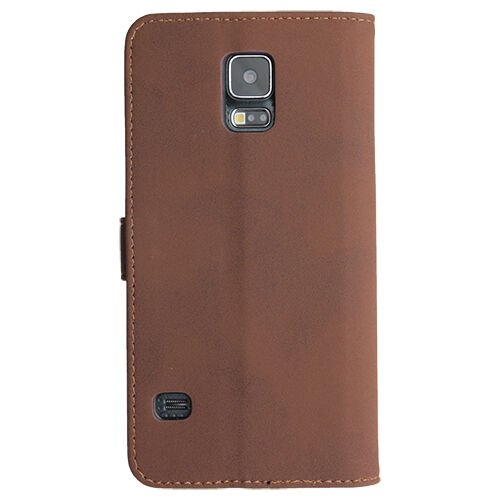Galaxy S5 G900 ile Uyumlu Classic Walled Kapaklı Kılıf Kahverengi
