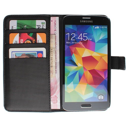 Galaxy S5 G900 ile Uyumlu Classic Walled Kapaklı Kılıf Kahverengi