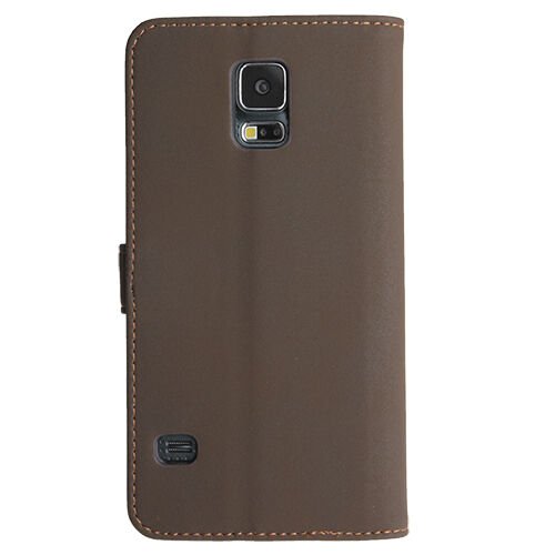 Galaxy S5 G900 ile Uyumlu Classic Walled Kapaklı Kılıf Koyu Kahverengi