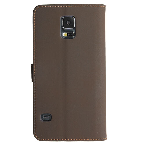 Galaxy S5 G900 ile Uyumlu Classic Walled Kapaklı Kılıf Koyu Kahverengi