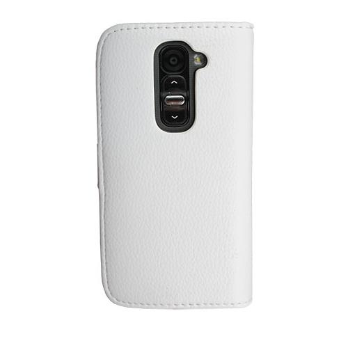 G2 Mini ile Uyumlu Yan Model Kartlıklı Deri Kılıf Beyaz Renk