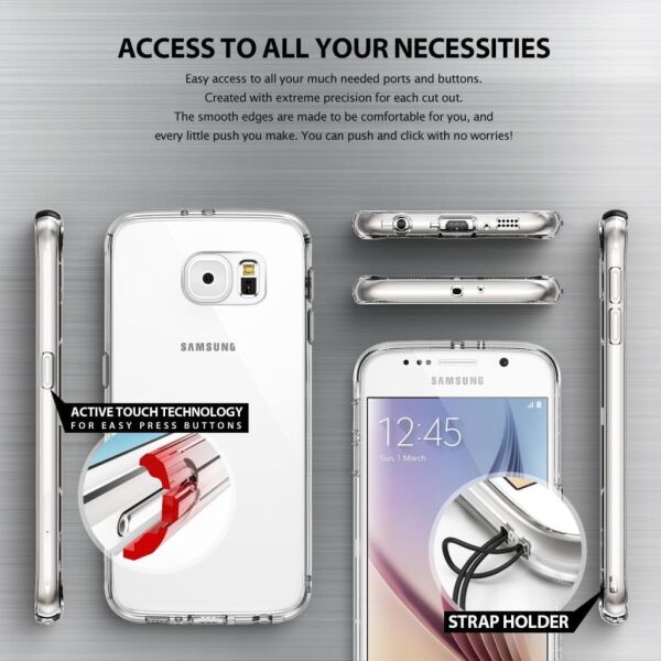 Ringke Fusion Galaxy S6 ile Uyumlu Kılıf Smoke Black TPU Bumper Extra Darbe Emici
