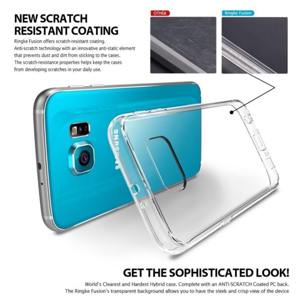 Ringke Fusion Galaxy S6 ile Uyumlu Kılıf Smoke Black TPU Bumper Extra Darbe Emici