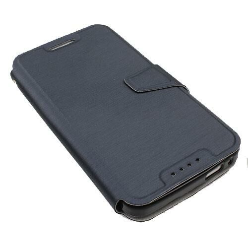 One M7 ile Uyumlu Yan Model Kapaklı Deri Kılıf Koyu Lacivert