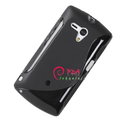 Xperia Neo L ile Uyumlu S Desenli Şeffaf Silikon Kılıf Siyah Renk