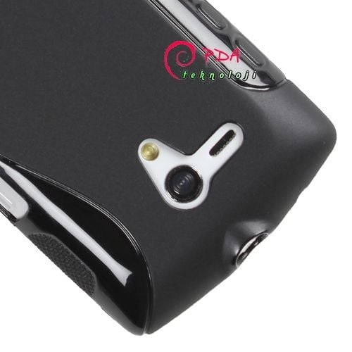Xperia Neo L ile Uyumlu S Desenli Şeffaf Silikon Kılıf Siyah Renk