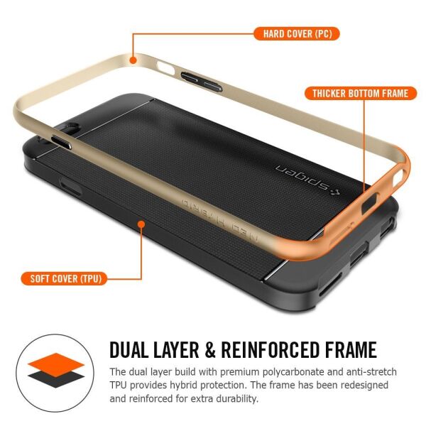 Spigen iPhone 6 Plus/6s Plus ile Uyumlu Kılıf Neo Hybrid Gun Metal