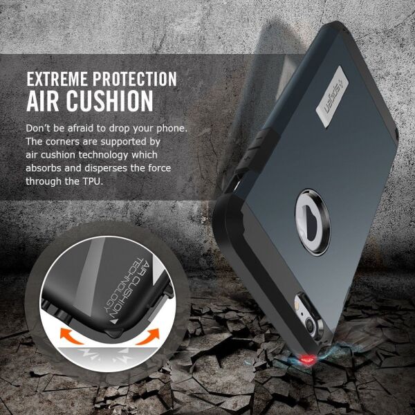 Spigen iPhone 6 Plus/6s Plus ile Uyumlu Kılıf Tough Armor Gun Metal