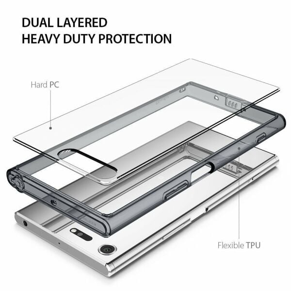 Ringke Fusion Xpreia XZ ile Uyumlu Premium Kılıf Smoke Black TPU Bumper Extra Darbe Emici