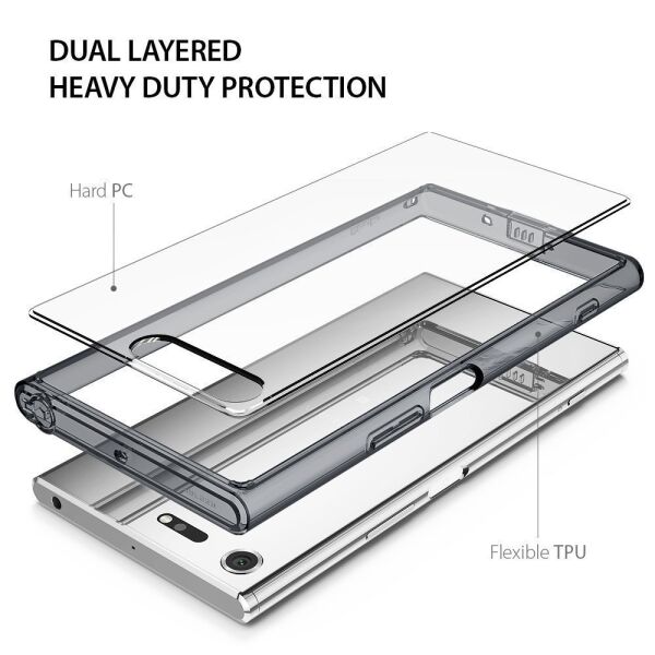Ringke Fusion Xpreia XZ ile Uyumlu Premium Kılıf Smoke Black TPU Bumper Extra Darbe Emici