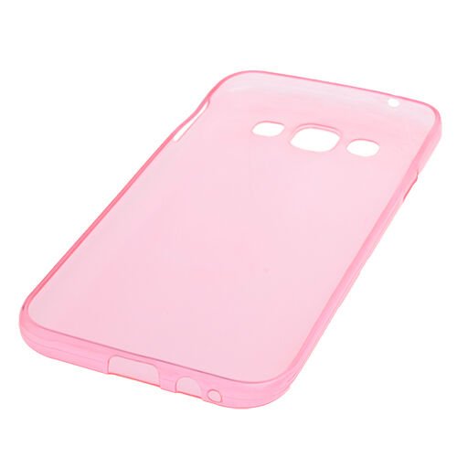 Galaxy E5 ile Uyumlu Kılıf 0.2mm Şeffaf Silikon Pembe