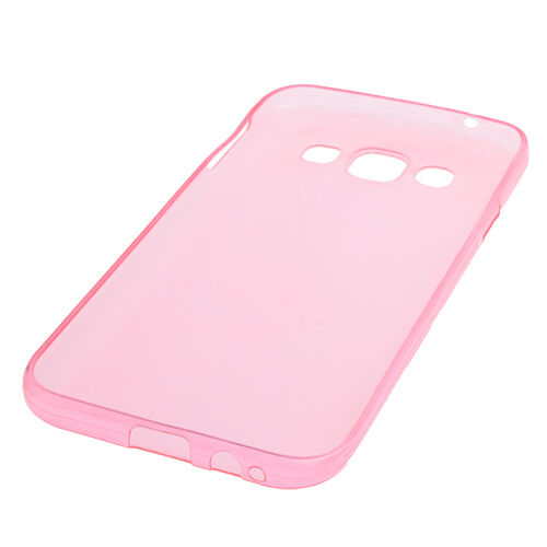 Galaxy E5 ile Uyumlu Kılıf 0.2mm Şeffaf Silikon Pembe