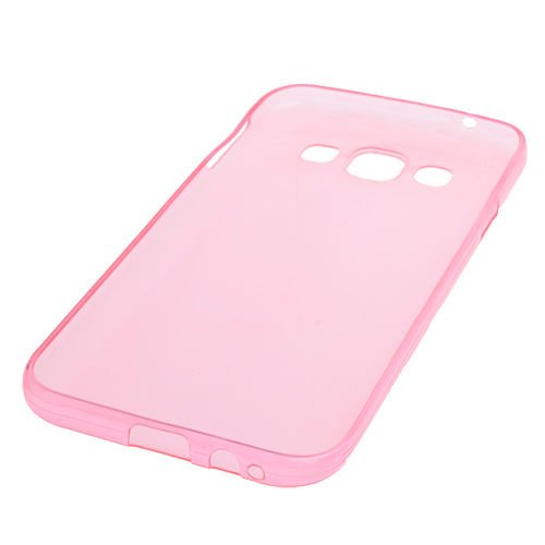 Galaxy E5 ile Uyumlu Kılıf 0.2mm Şeffaf Silikon Pembe