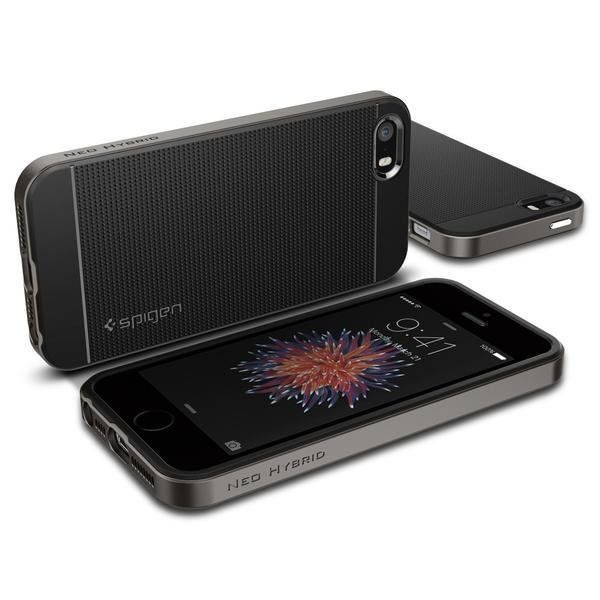 Spigen iPhone 5,5s,SE ile Uyumlu Kılıf Neo Hybrid Gun Metal