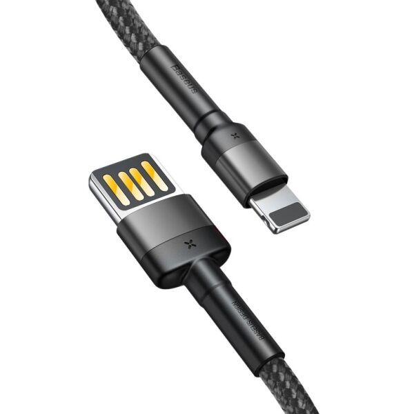 Baseus Cafule 2.4A Lightning 1M Şarj Kablosu CALKLF-GG1 Siyah/Gri