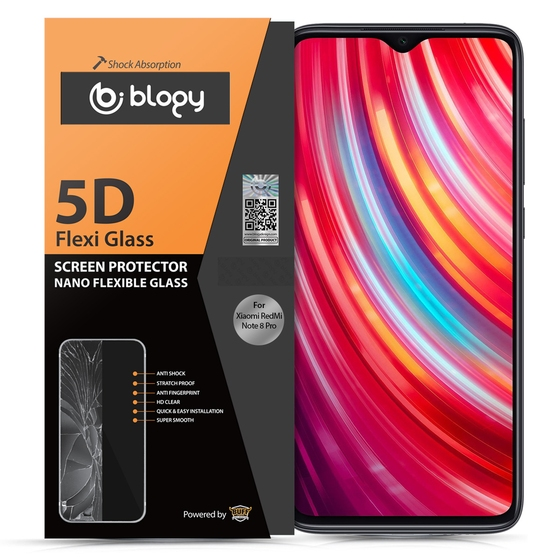 Blogy RedMi Note 8 Pro ile Uyumlu Flexi 5D Ekran Koruyucu