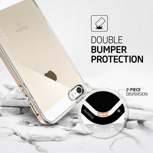 Spigen iPhone 5,5s,SE ile Uyumlu Kılıf Neo Hybrid Crystal Champagne Gold