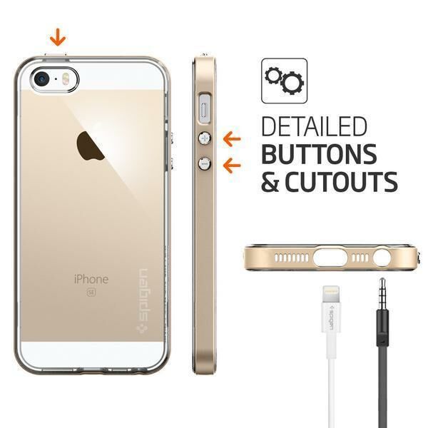 Spigen iPhone 5,5s,SE ile Uyumlu Kılıf Neo Hybrid Crystal Champagne Gold