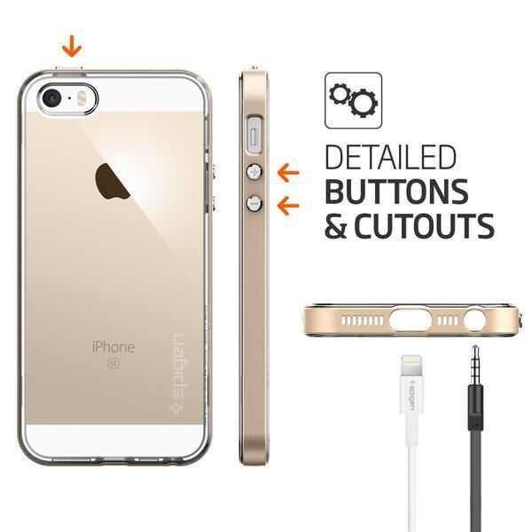 Spigen iPhone 5,5s,SE ile Uyumlu Kılıf Neo Hybrid Crystal Champagne Gold