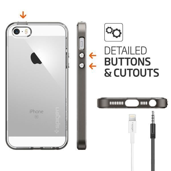 Spigen iPhone 5,5s,SE ile Uyumlu Kılıf Neo Hybrid Crystal Gun Metal