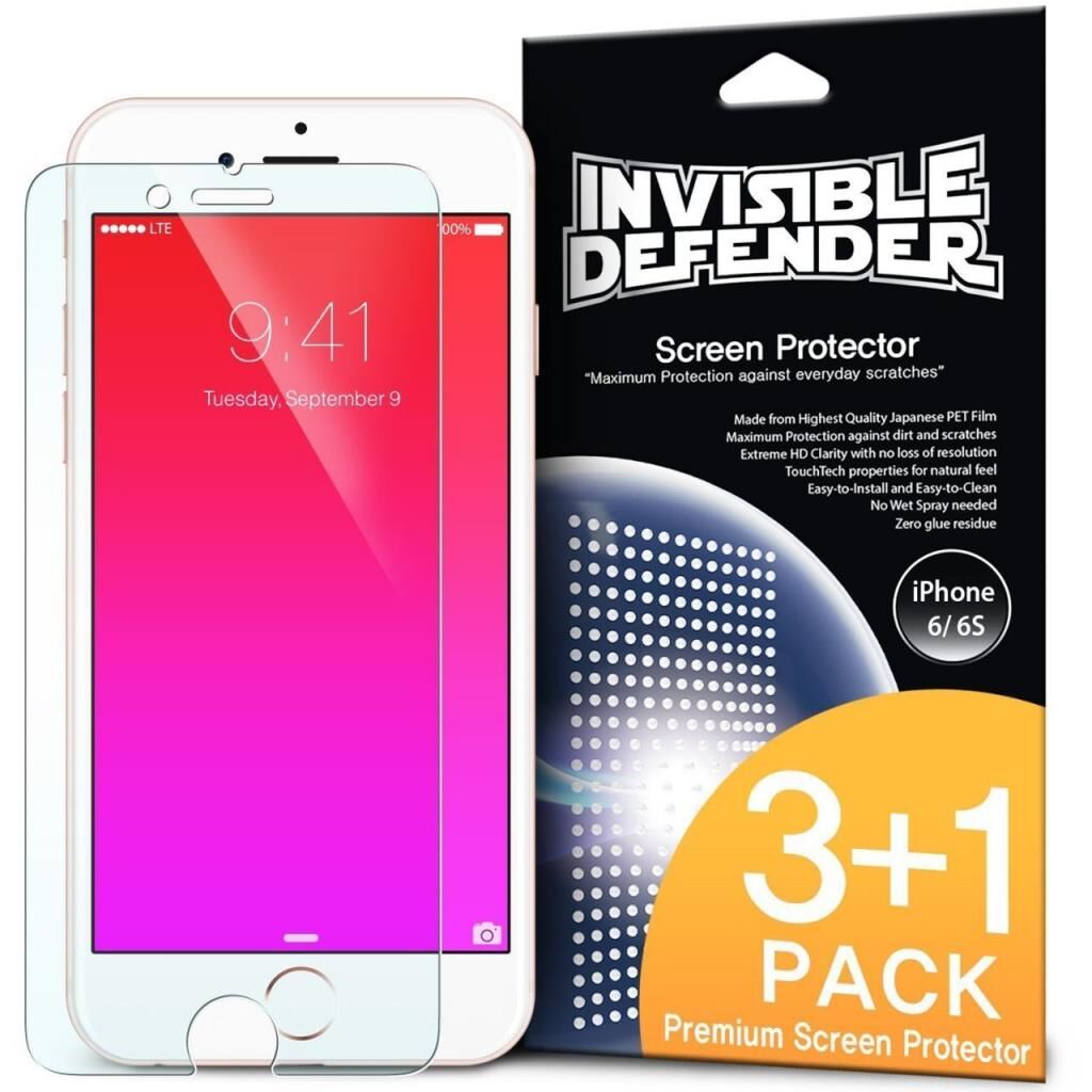 Ringke ID iPhone 6s/ 6 ile Uyumlu Invisible Defender Ekran Koruyucu 3+1