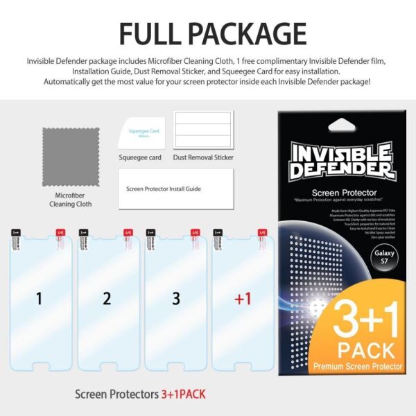 Ringke ID Galaxy S7 ile Uyumlu Invisible Defender Ekran Koruyucu 3+1
