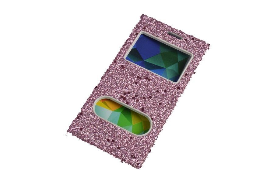 Jopus Galaxy A5 2017 ile Uyumlu Suni Deri KK-148 Simli Kapaklı Koruma Kılıfı Pembe