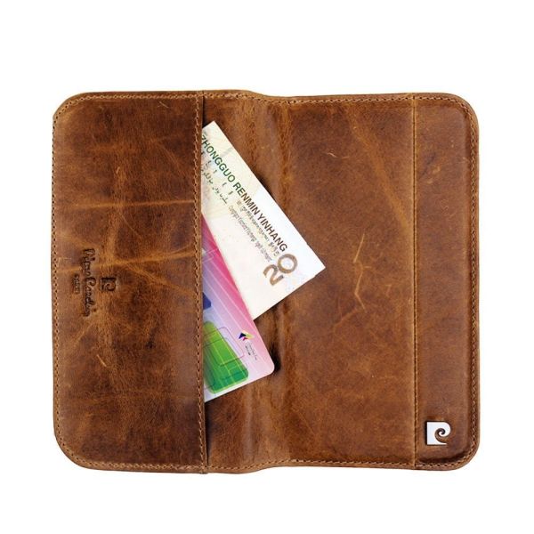 Pierre Cardin iPhone 6 ile Uyumlu Deri Kapaklı Koruma Kılıfı Kahve PCL-P06