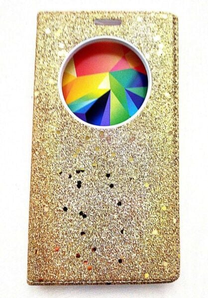 Jopus Zenfone 3 ile Uyumlu 5.5 Simli Kapaklı Kılıf Gold KK-148