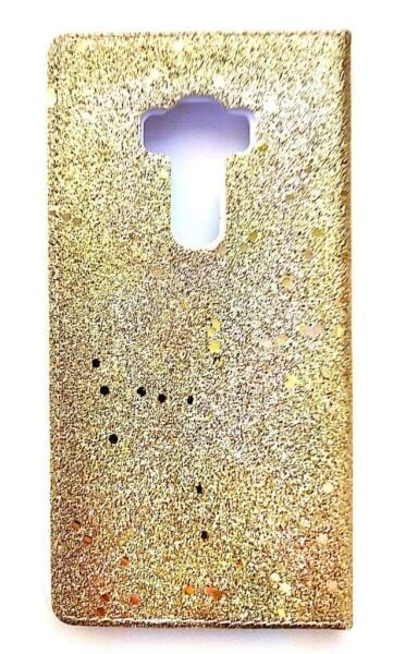 Jopus Zenfone 3 ile Uyumlu 5.5 Simli Kapaklı Kılıf Gold KK-148