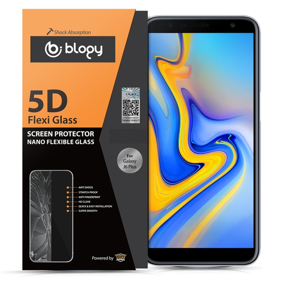 Blogy Galaxy J6 Plus 2018 ile Uyumlu Flexi 5D Ekran Koruyucu