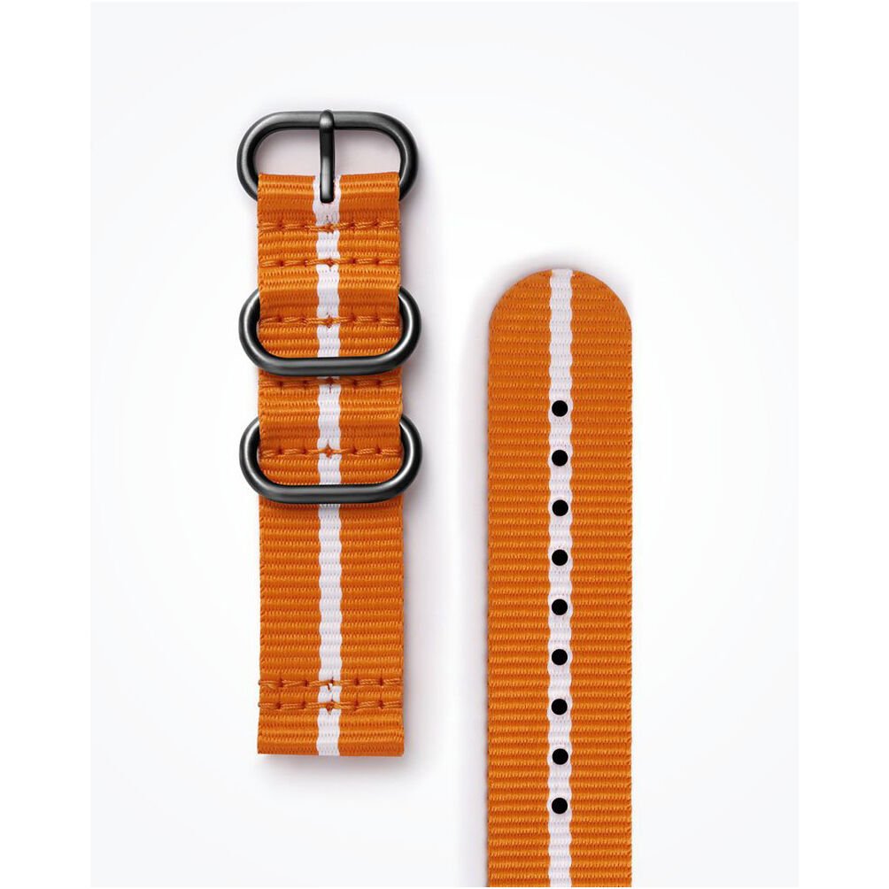 Strap Studio Galaxy Watch 42 mm ve Gear Sport ile Uyumlu Premium Nato Kayış Turuncu/Beyaz